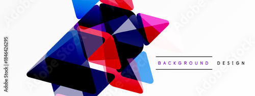 Abstract geometric shapes overlap, creating vibrant colorful design. White background provides contrast, modern aesthetic.