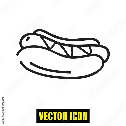 Minimalist black and white hot dog icon for fast food and meal concepts Vector