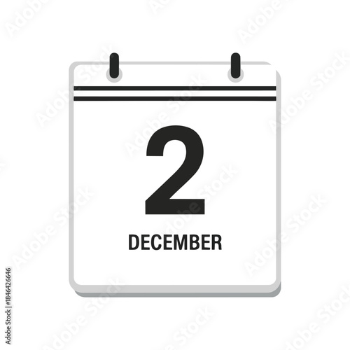 A crisp digital graphic icon displaying the month of December and the number two, precisely denoting the second day for daily planning, event