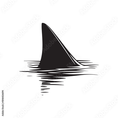 Shark fin silhouette, Shark Fin vector icon, Shark fin symbol vector illustration isolated on white background