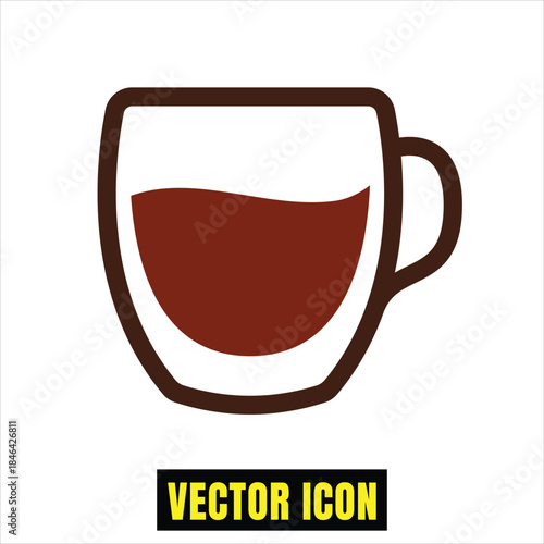 Free Download Simple vector icon of a coffee mug or tea cup filled with a warm brown liquid Vector - GFXLoad