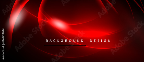 Abstract red design. Smooth curves create dynamic flow. Dark background emphasizes bright highlights, modern aesthetic.