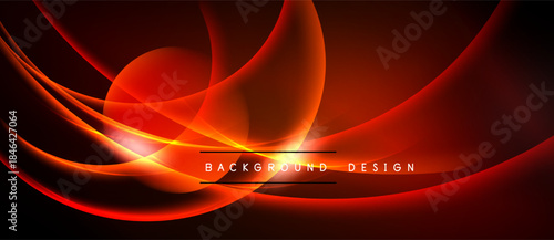 Abstract red waves, dynamic curves, glowing lines. Dark background emphasizes vibrant design elements. Modern aesthetic.