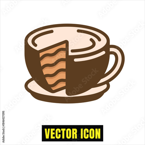 Stylized vector icon of a coffee cup revealing abstract internal layers in warm tones Vector