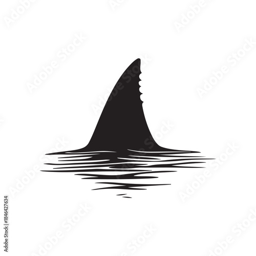 Shark fin silhouette, Shark Fin vector icon, Shark fin symbol vector illustration isolated on white background