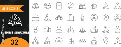 A vector set of 32 B2C line icons featuring shopping, payments, delivery, customer engagement, ratings, and communication symbols. Ideal for e commerce presentations, marketing infographics, customer 
