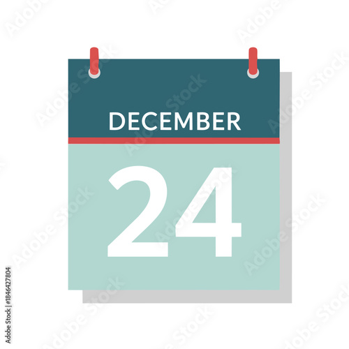 A crisp minimalist calendar page visually displaying December 24th, representing a globally significant holiday eve for festive celebrations and
