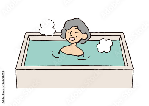 入浴をするシニア女性