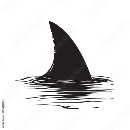 Shark fin silhouette, Shark Fin vector icon, Shark fin symbol vector illustration isolated on white background