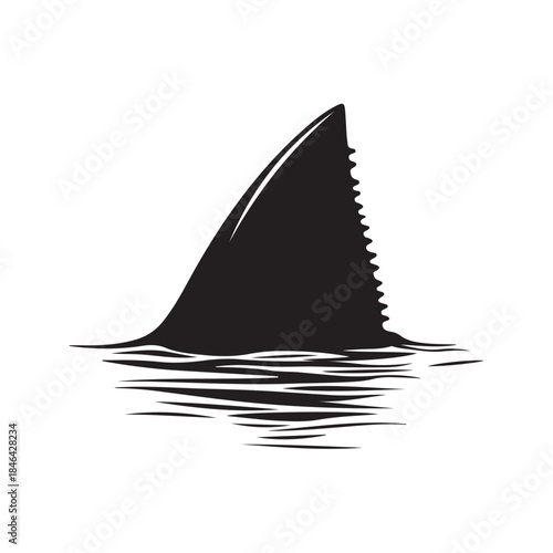Shark fin silhouette, Shark Fin vector icon, Shark fin symbol vector illustration isolated on white background