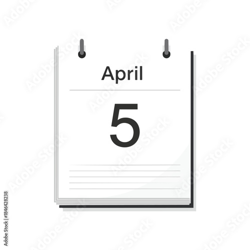 Digital representation of a daily calendar page displaying the date April fifth, ideal for scheduling and event reminders