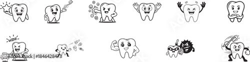 Dental Game Emoji for Kids – Tooth Icon Vector Illustration