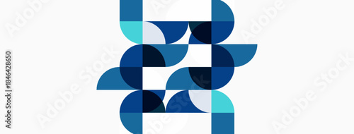 Abstract geometric pattern. Blue shades create complex interwoven shapes, resembling stylized foliage or network. Clean design, modern aesthetic.
