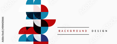 Abstract geometric shapes, red, blue, black, white. Minimalist design, clean lines, modern aesthetic. Background element for projects.