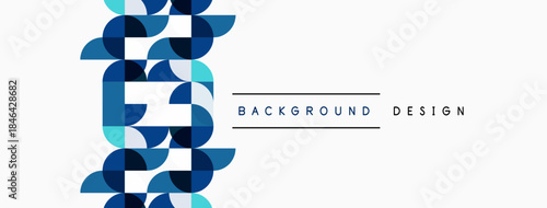 Abstract geometric pattern. Blue squares, rectangles form helix shape. White background, text reads background design. Modern visual element.