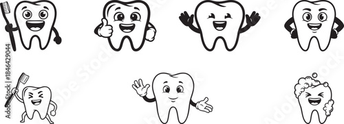 Tooth Emoji Character for Kids – Dentist Care Vector Icon