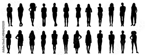 Diverse group of people standing together on a white background.