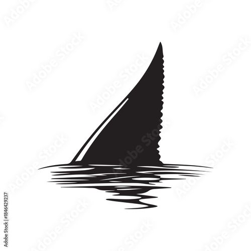 Shark fin silhouette, Shark Fin vector icon, Shark fin symbol vector illustration isolated on white background