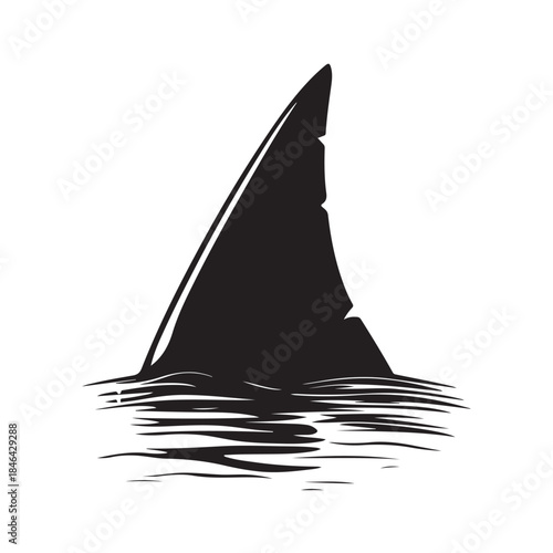 Shark fin silhouette, Shark Fin vector icon, Shark fin symbol vector illustration isolated on white background