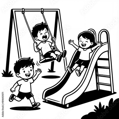 Kids enjoy fun times at the playground with swings and slide