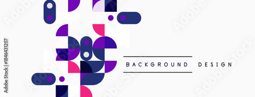 Abstract geometric shapes, pinks, purples, blues over white background. Modern design element for digital projects.