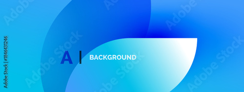 Abstract blue gradient background. Text reads AI BACKGROUND. Smooth shapes create dynamic visual effect. Modern design.