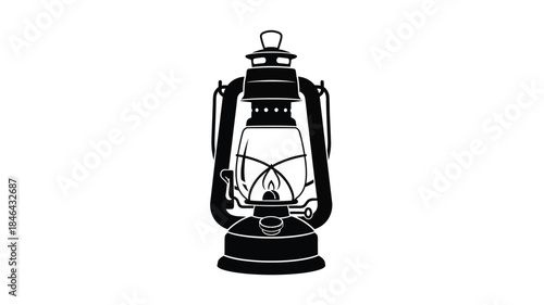 Classic kerosene lantern design a detailed black and white silhouette