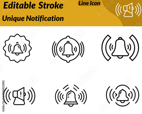 A unique notification sound icon featuring a modern bell or speaker paired with creative. Flowing sound waves a subtle alert marker. Clean yet distinctive design symbolizing custom alerts audio cues.