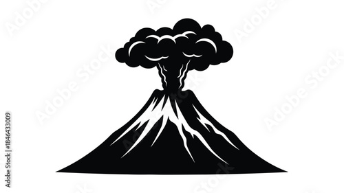 Dramatic volcanic eruption with flowing lava a striking black silhouette