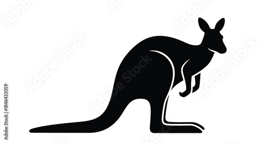 A striking black kangaroo form a minimalist animal silhouette