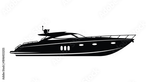 Elegant yacht design a sleek black form on a white background silhouette
