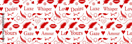 Romantic Valentine's Day pattern with love symbols and words