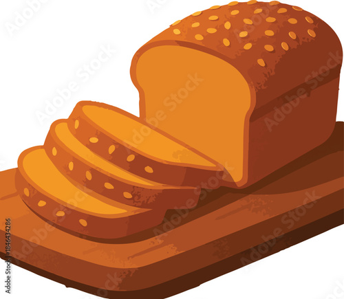 Sliced Loaf of Bread with Sesame Seeds on Board slices