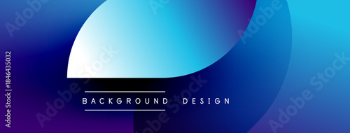 Abstract gradient background. Blue, purple hues blend smoothly. Minimalist design with text elements below central shape. Modern aesthetic.