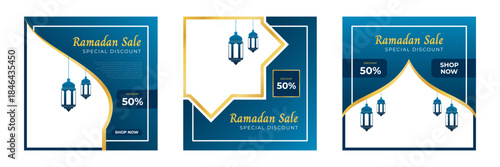 Ramadhan sale social media post. Set ramadan sale. Ramadan banner template. Copy space for content promo product. Vector illustration