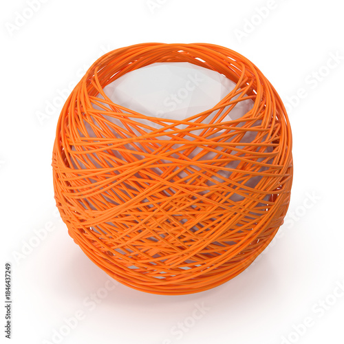 Vibrant Orange Tangled Sphere with White Core