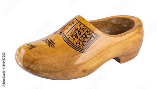 Handmade Holland Wooden Shoe Souvenir, isolated on a transparent background