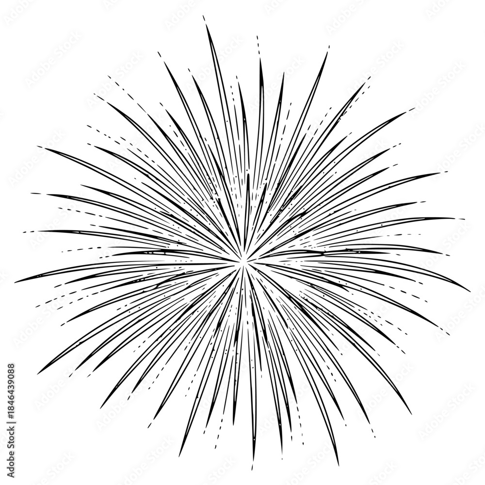 Obraz premium a drawing of a star in a vintage style with thin lines and rays, beam, black, drawing, illustration, line, ray, star, style, sun, thin, against transparent background