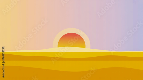 Minimalist Desert Sunset with Horizon and Sun image