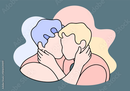 Beautiful LGBTQ+ Love Illustration with Soft Pastel Colors