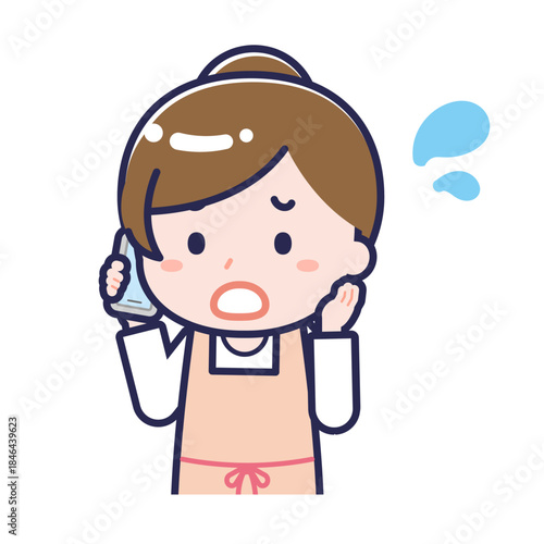 スマートフォンを使う「保育士」の女性