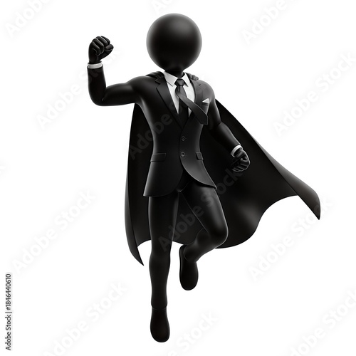 Black and White Superhero Businessman Flying.