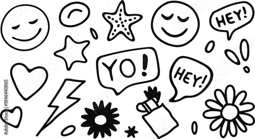 Doodle hand drawn sketch elements collection Vector