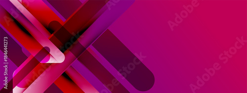 Abstract geometric design. Red, purple hues overlap creating dynamic visual effect. Modern, sleek presentation.