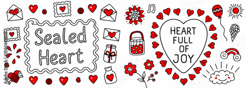 Heartfelt doodle illustrations for Valentine's Day celebration