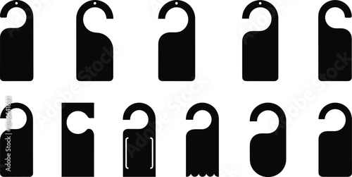 Door Hanger Icons Vector Set Keywords: door hanger, tag, label, icon, vector, illustration