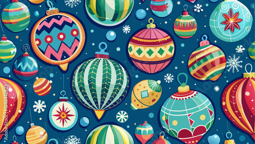 Christmas ornaments pattern isolated on transparent background