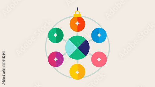 Colorful ornaments circle isolated on transparent background