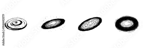 Spiral Galaxy Doodle Sketch Set. Cosmic Exploration And Astronomy Concepts In Hand Drawn Style Collection. Celestial Bodies And Universe Illustration. Isolated Vector Illustration