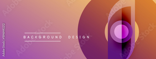 Abstract gradient background. Purple, orange hues blend smoothly. Circular shapes overlap creating dynamic visual effect. Modern design element.
